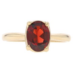 Yellow Gold Garnet Solitaire Ring - 14k Oval 1.40ct