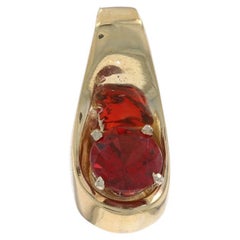 Ciondolo a scorrimento con granato solitario in oro giallo 14k rotondo .70ct
