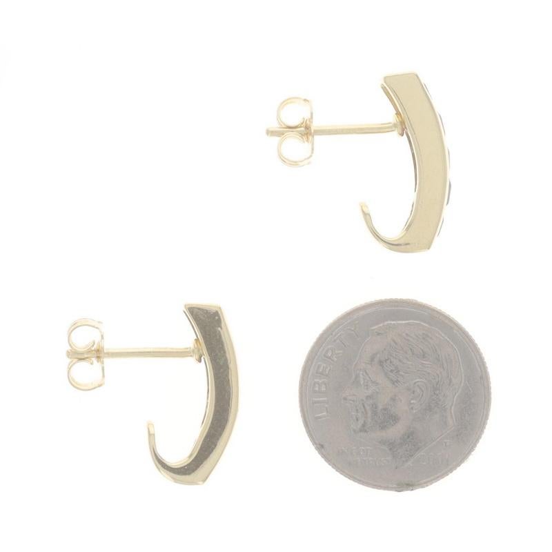 Boucles d'oreilles J-Hook en or jaune 18 carats, grenat, tourmaline, carrée 1,30 ctw percée Excellent état - En vente à Greensboro, NC