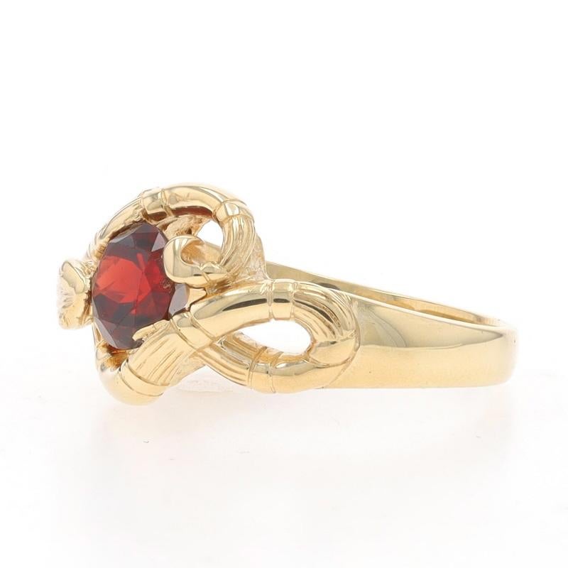 Yellow Gold Garnet Vintage Coiled Snake Solitaire Ring 14k Rnd1.60ct EternalLove In Good Condition For Sale In Greensboro, NC