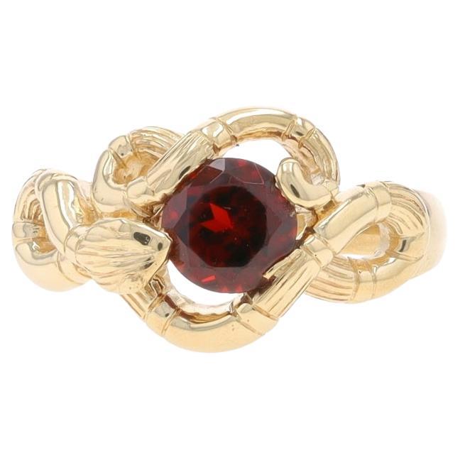 Yellow Gold Garnet Vintage Coiled Snake Solitaire Ring 14k Rnd1.60ct EternalLove For Sale