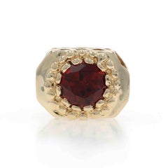 Yellow Gold Garnet Vintage Solitaire Slide Charm - 14k Round .90ct Yellow Gold Garnet Vintage Solitaire Slide Charm - 14k Round .90ct