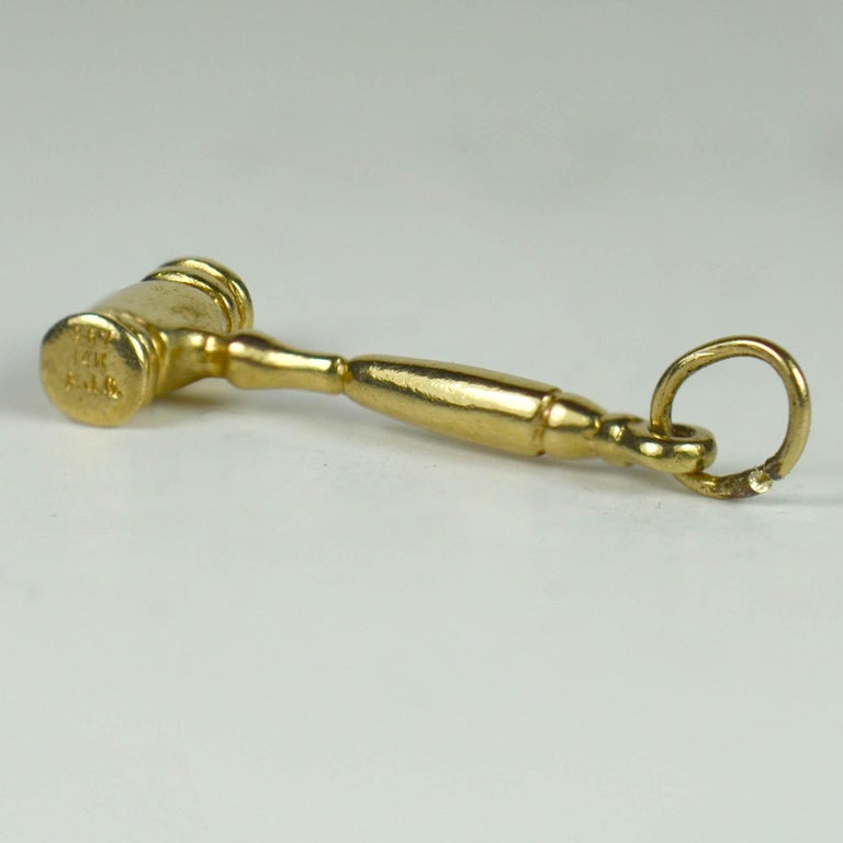 Yellow Gold Gavel Hammer Charm Pendant at 1stDibs