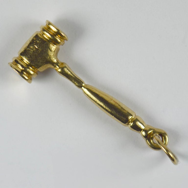 Yellow Gold Gavel Hammer Charm Pendant at 1stDibs