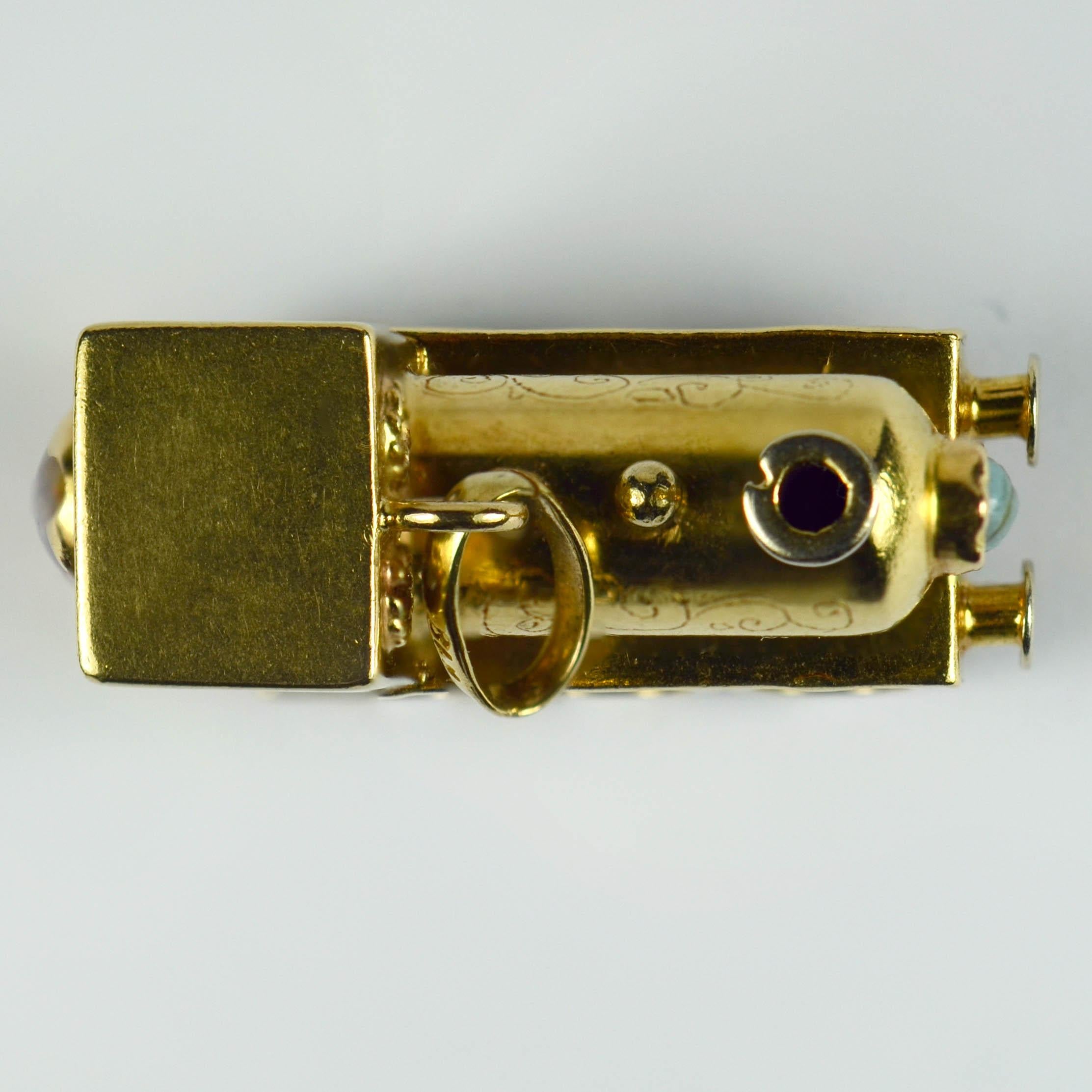 Yellow Gold Gemset Steam Train Engine Charm Pendant 6