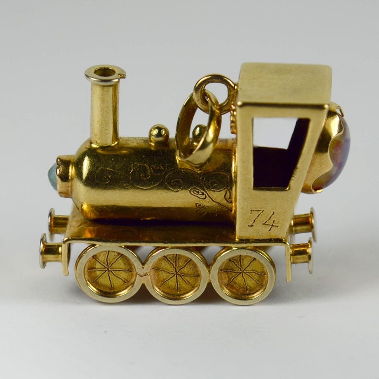 Details about / 14k Yellow Gold I Love Trains Steam Locomotive Charm Pendant With Heart
