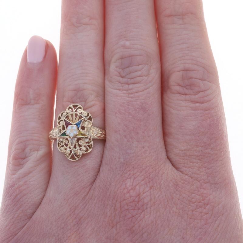 Gelbgold Edelsteine Orden des Ostersterns Ring - 14k Star Point Masonic im Zustand „Hervorragend“ im Angebot in Greensboro, NC