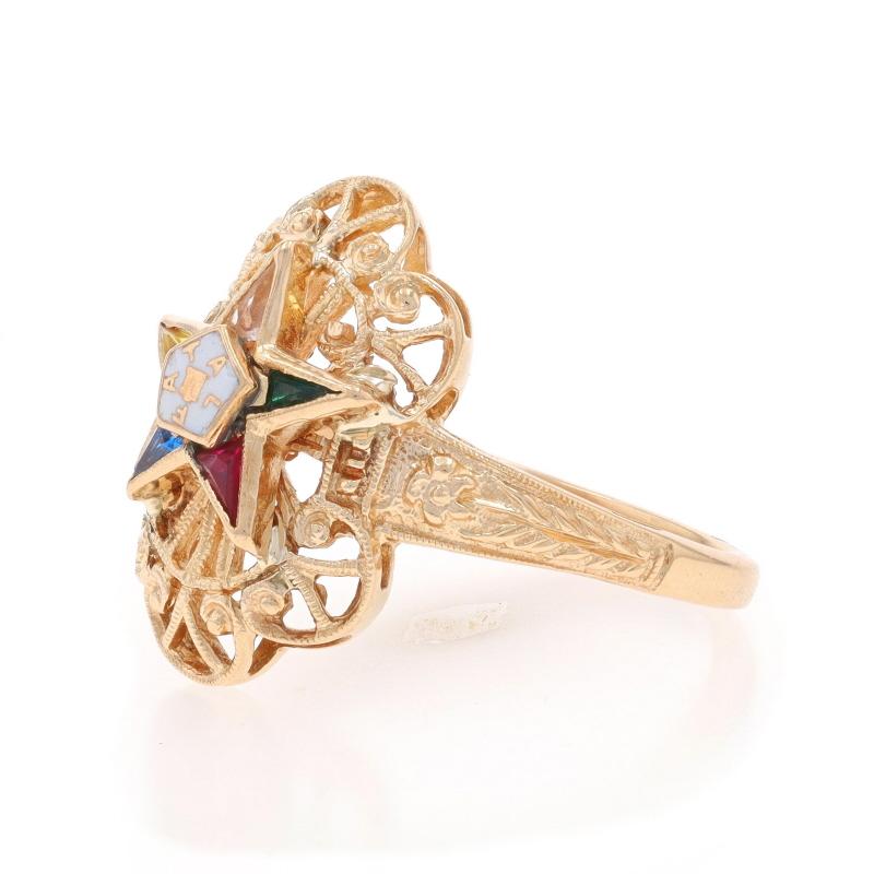 Gelbgold Edelsteine Orden des Ostersterns Ring - 14k Star Point Masonic Damen im Angebot