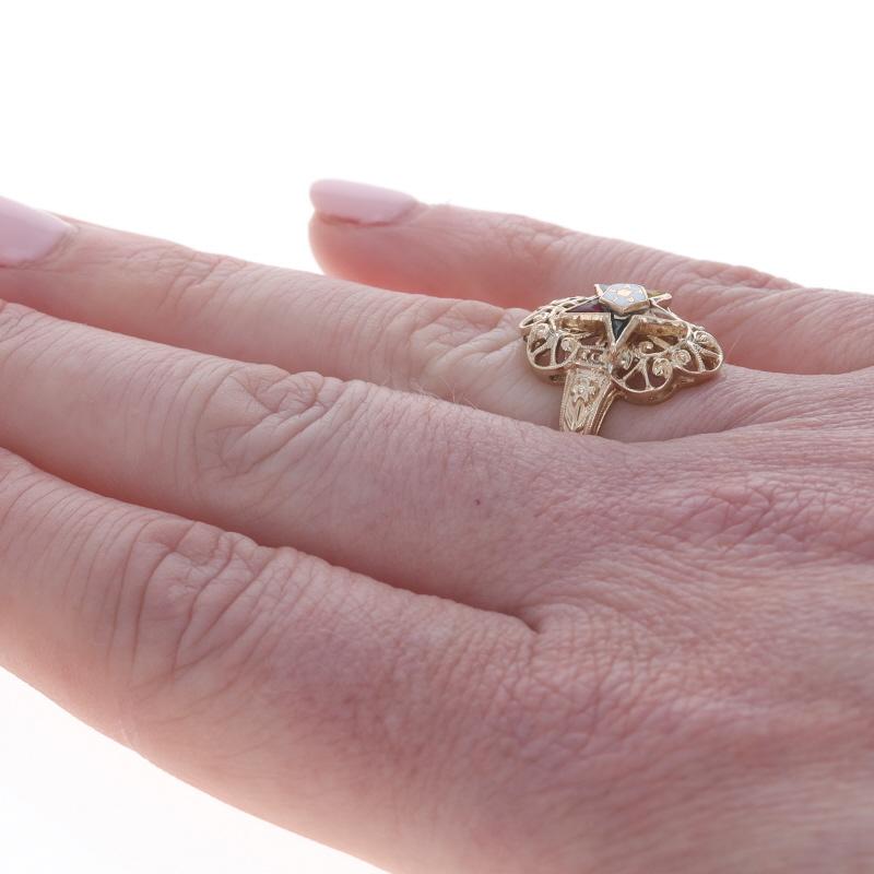 Gelbgold Edelsteine Orden des Ostersterns Ring - 14k Star Point Masonic im Angebot 1