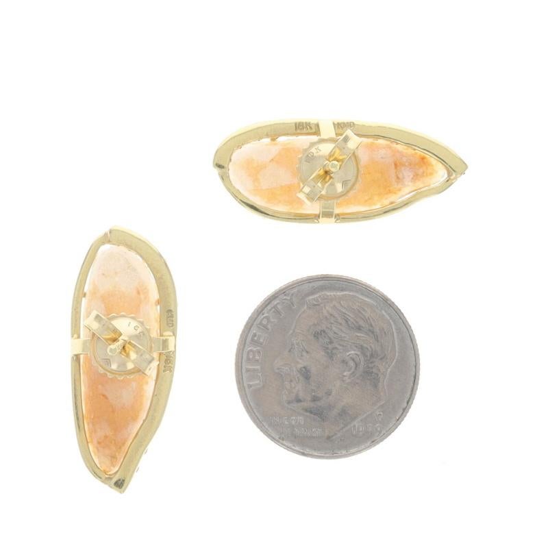 Women's Yellow Gold Geode & Diamond Large Stud Earrings - 18k .40ctw Pierced For Sale