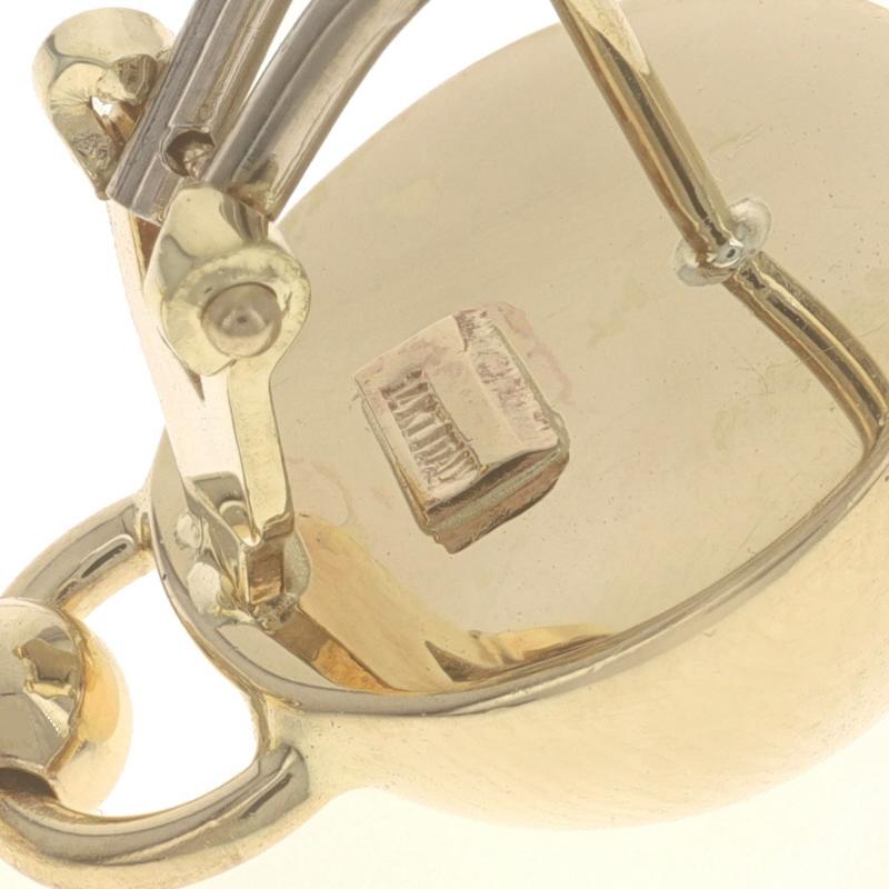 Yellow Gold Geometric Circle Dangle Earrings - 14k Pierced Italy For Sale 1