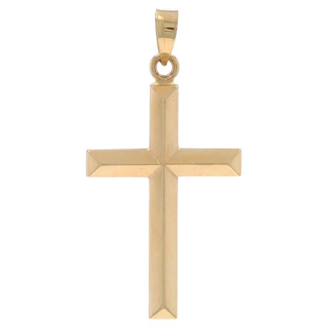 Pendentif croix géométrique en or jaune 14k Christianisme
