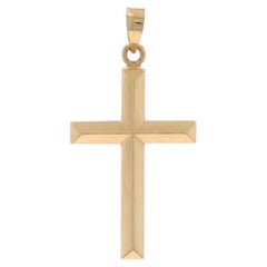 Pendentif croix géométrique en or jaune 14k Christianisme
