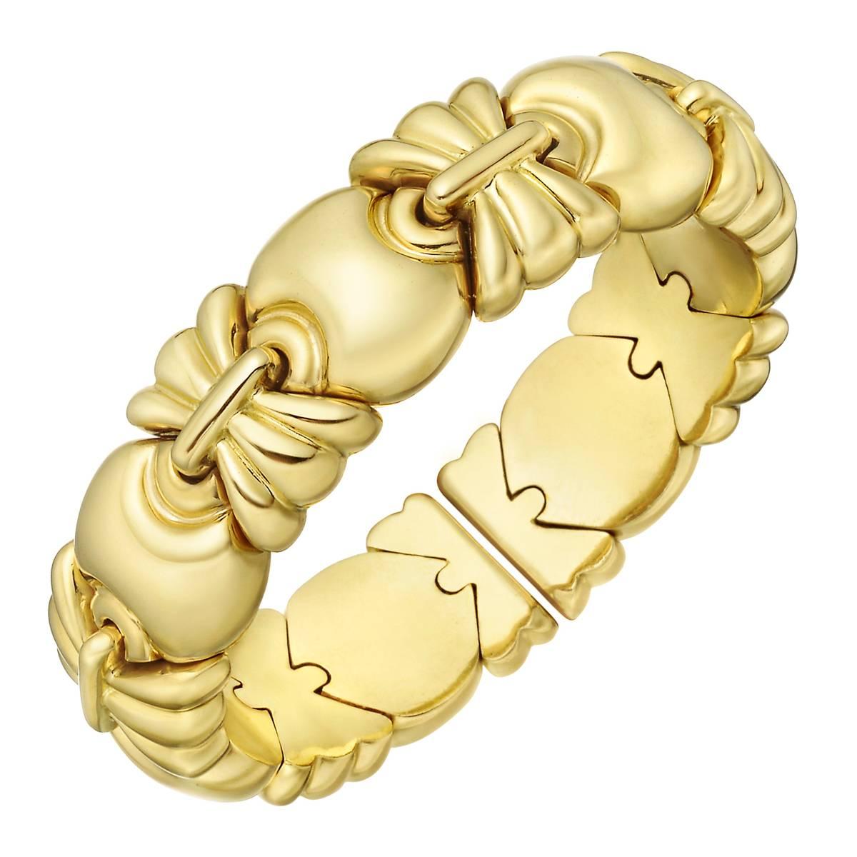 Yellow Gold Geometric Cuff Bracelet