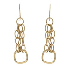 Yellow Gold Geometric Dangle Earrings - 14k Pierced