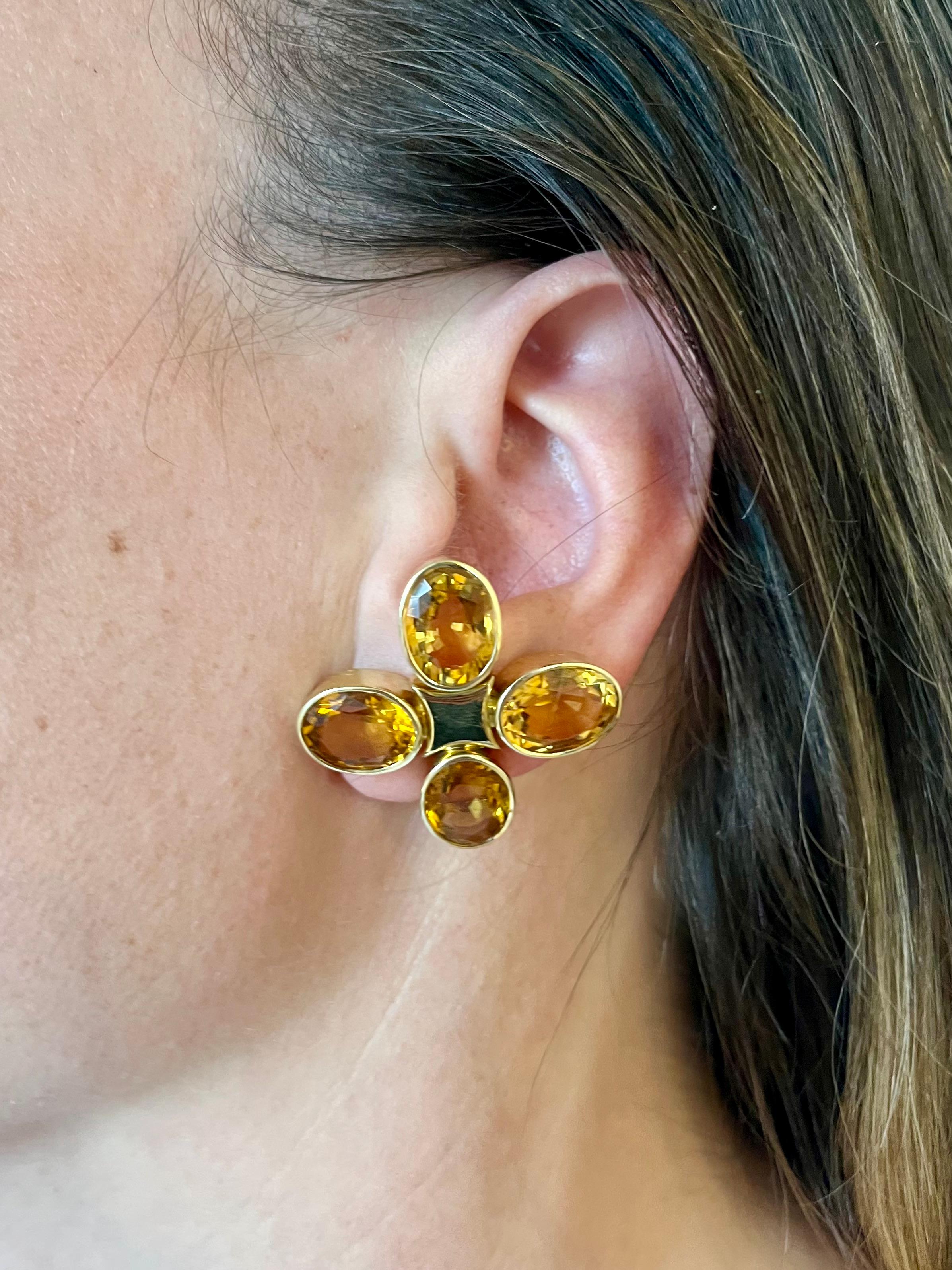 Orecchini tedeschi in oro giallo con citrino di Katzler In condizioni ottime in vendita a AMSTERDAM, NL