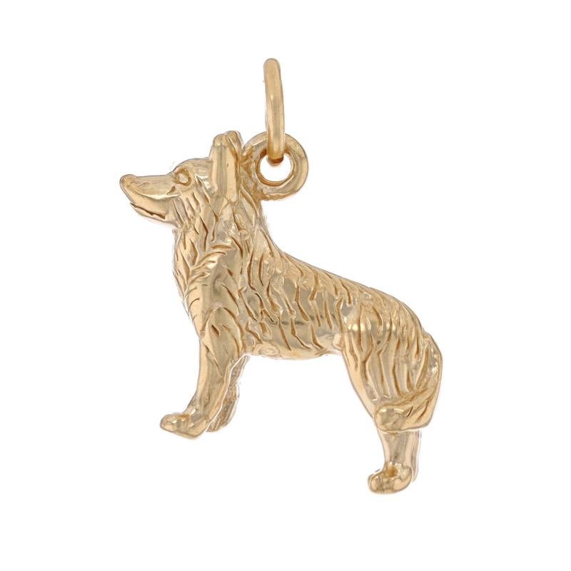 Metal Content: 14k Yellow Gold

Theme: German Shepherd, Alsatian Working Dog
Features: Textured Detailing

Measurements

Tall (from stationary bail): 19/32
