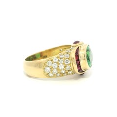 Yellow Gold GIA 4.73ctw Brazilian Paraiba Tourmaline Ruby & Diamond Ring