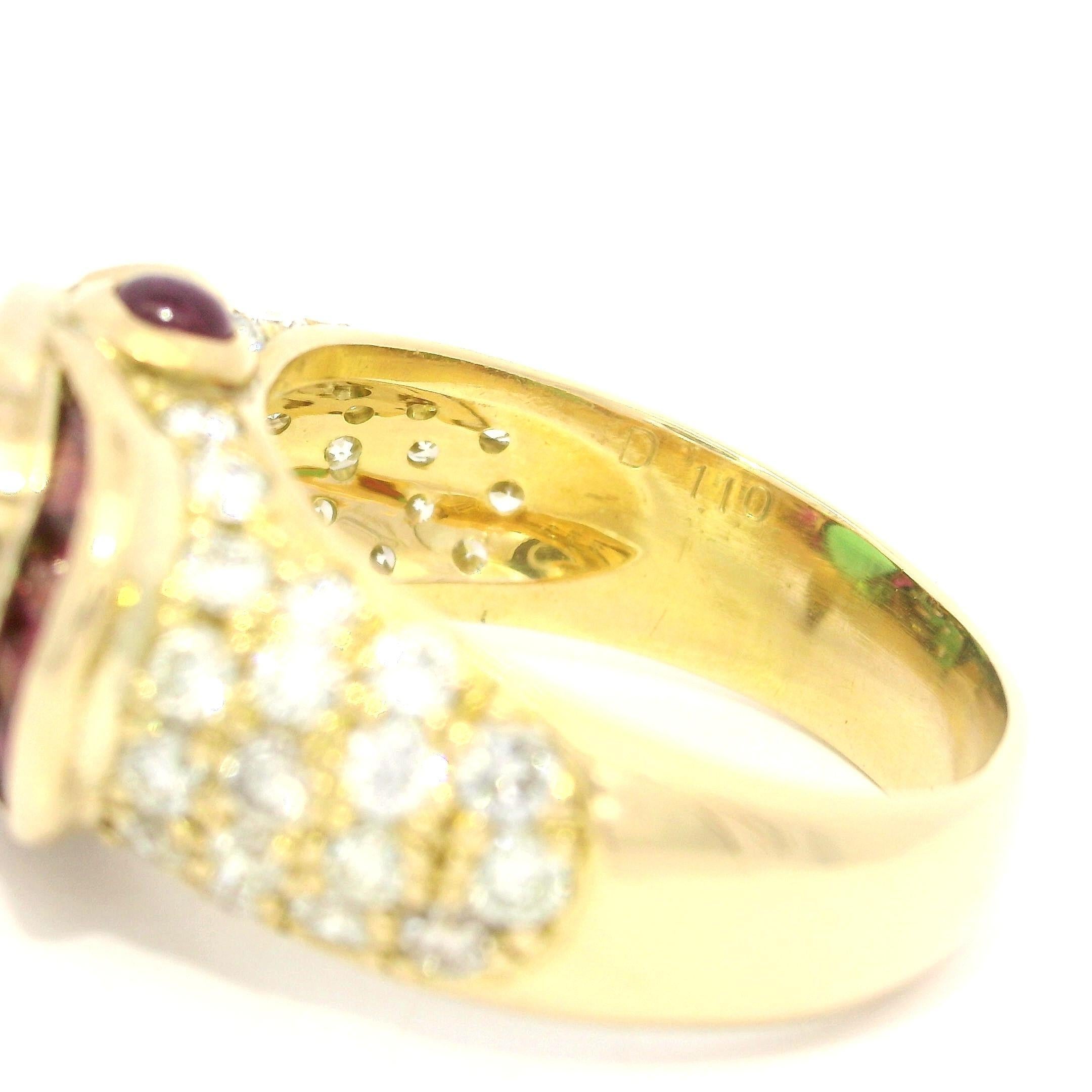 Yellow Gold GIA 4.73ctw Brazilian Paraiba Tourmaline Ruby & Diamond Ring In Good Condition In Montclair, NJ
