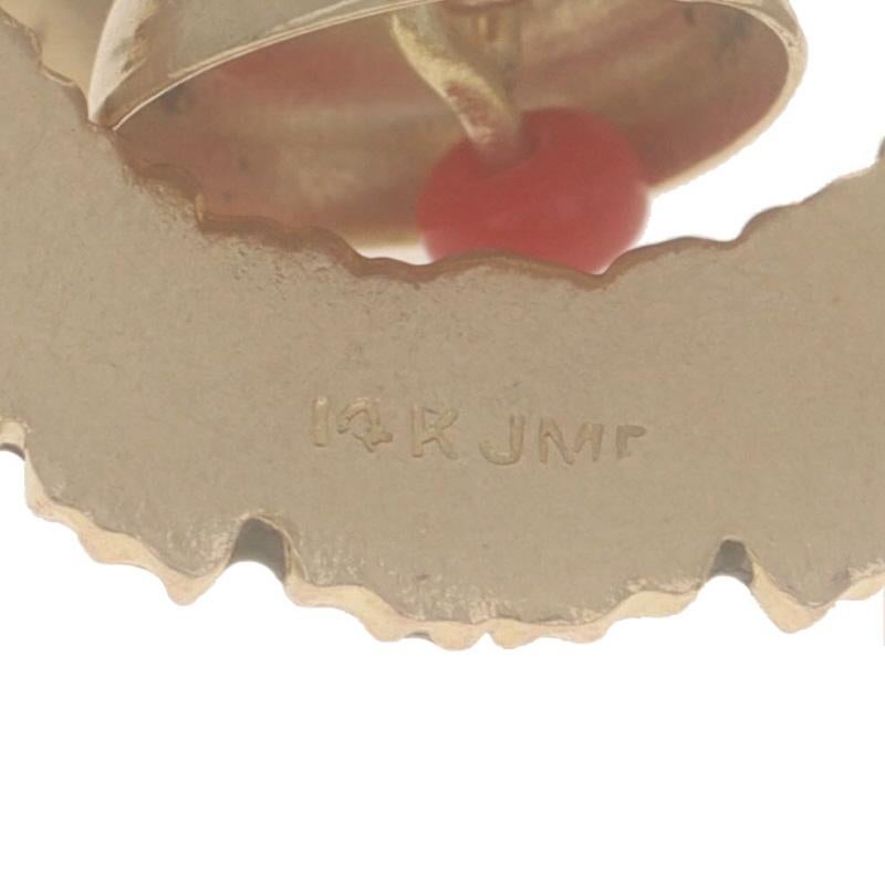 Yellow Gold Glass Enamel Holiday Wreath Charm - 14k Beads Christmas Bells For Sale 1