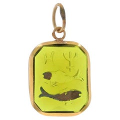 Ciondolo in vetro in oro giallo con Pesci - Zodiac Fish (18 carati)