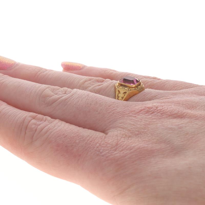 Anillo Solitario Vintage Oro Amarillo Cristal 10k SZ 6 1/2 en venta 1