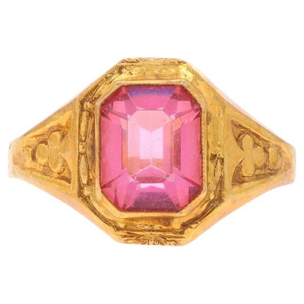 Anillo Solitario Vintage Oro Amarillo Cristal 10k SZ 6 1/2 en venta