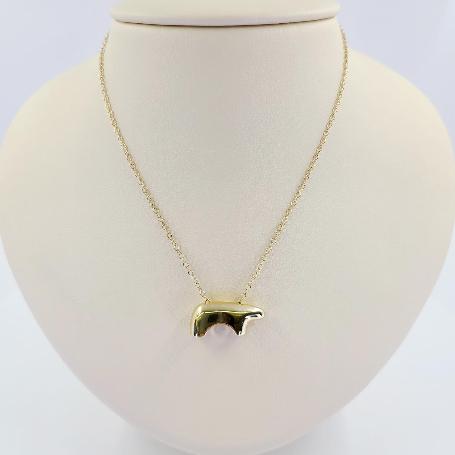 Pre-Owned 14 Karat Yellow Gold Original Golden Bear Necklace, Known As The Symbol Of Vail Valley. The Bear Pendant Measures 7/8