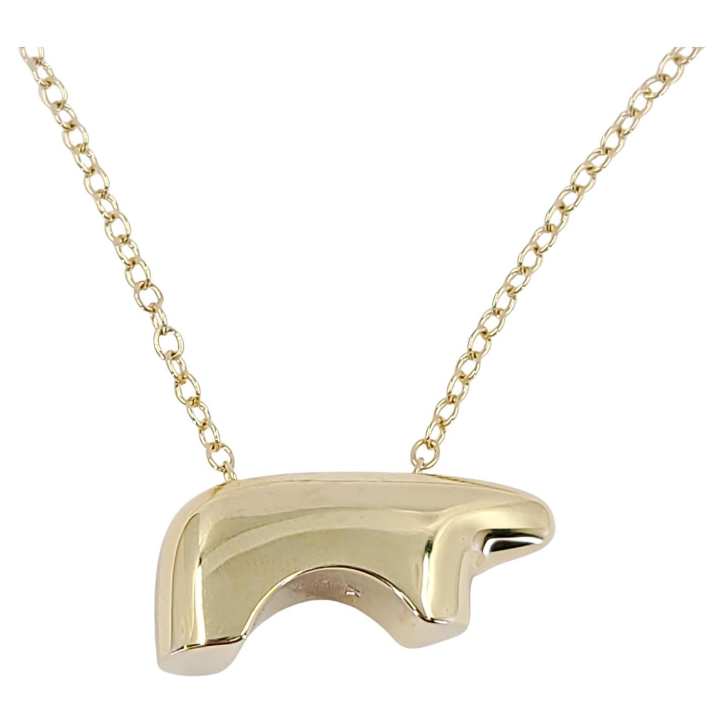 Yellow Gold Golden Bear Pendant Necklace