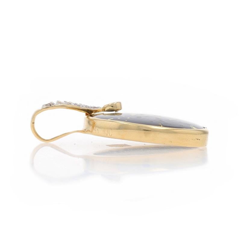 Taille ronde Pendentif en or jaune avec diamant Goldenite - 14k Cabochon rond en vente