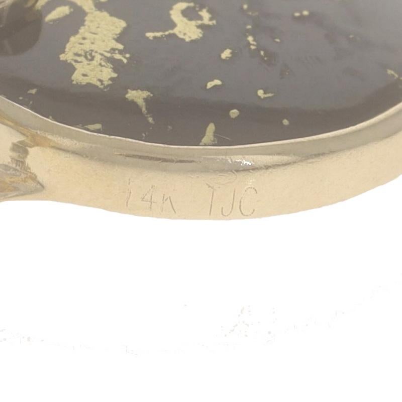 Pendentif en or jaune avec diamant Goldenite - 14k Cabochon rond Pour femmes en vente