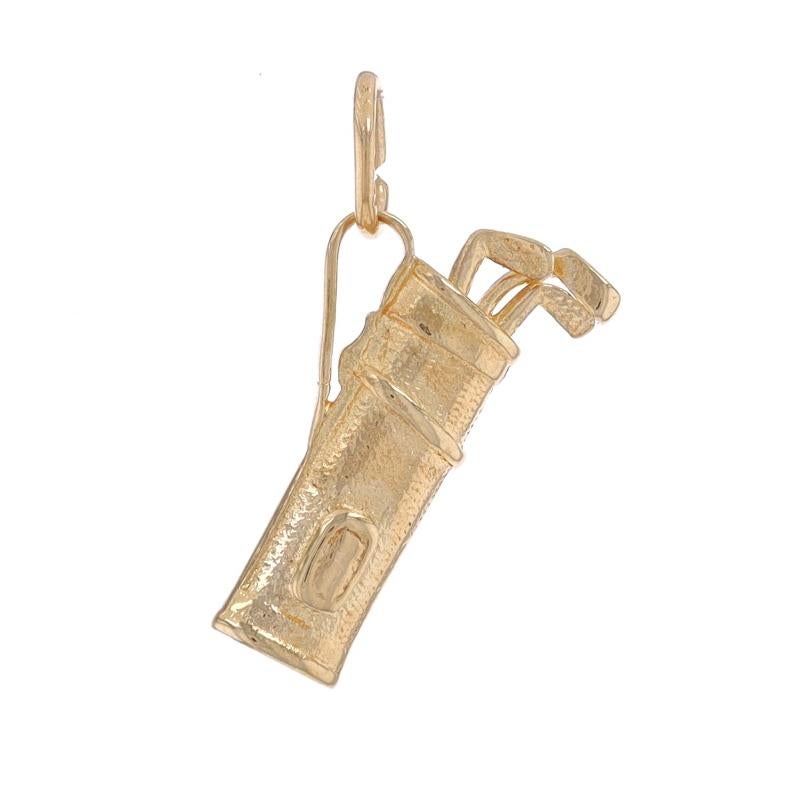Metal Content: 14k Yellow Gold

Theme: Golf Bag & Clubs, Sports Equipment
Features: Smooth & Textured Finishes

Measurements

Tall (from stationary bail): 5/8