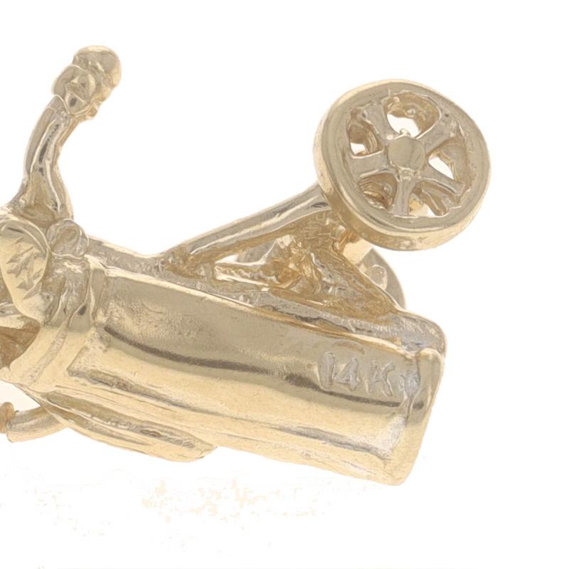 Women's or Men's Yellow Gold Golfing Equipment Charm 14k Golf Clubs & Bag on Trolley Wheels Moves For Sale