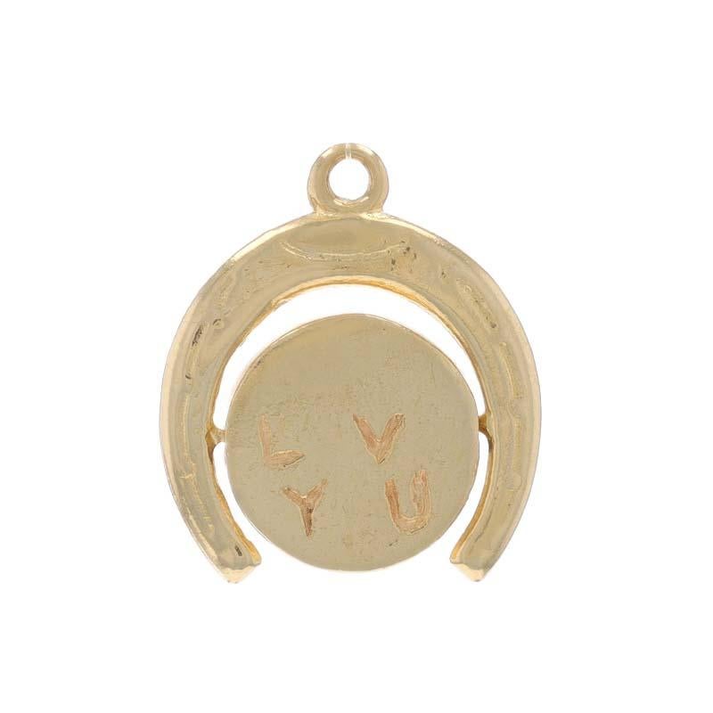 Contenu du métal : Or jaune 14k

Style : Spinner
Thème : Bonne chance, je t'aime
Caractéristiques : Lorsque le disque central tourne, on peut voir le message 