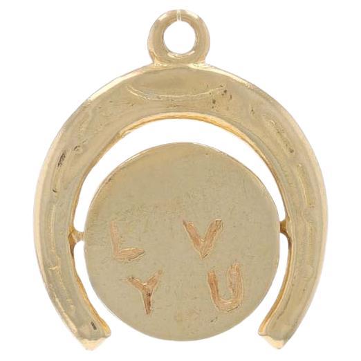 Dije de Oro Amarillo Buena Suerte Spinner - 14k I Love You Pendant Moves