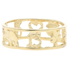 Yellow Gold Good Luck Symbols Statement Band - 14k Unisex Ring Sz 8 1/2
