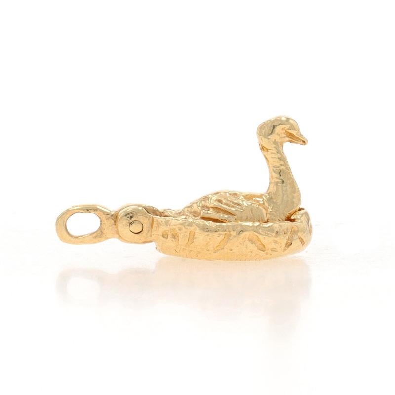 Metal Content: 14k Yellow Gold

Material Information
Enamel
Color: Yellow

Theme: Goose that Laid the Golden Egg, Aesop's Fable
Features: Charm opens to reveal the 