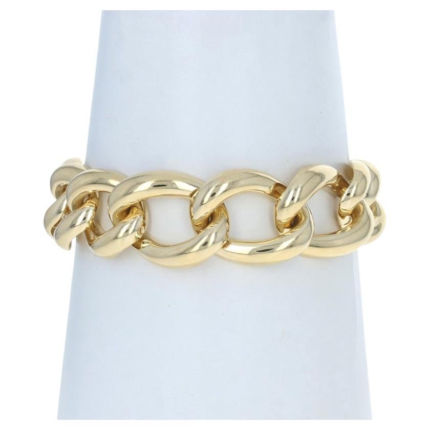 Yellow Gold Graduated Curb Link Bracelet 7 1/4" - 18k Chain