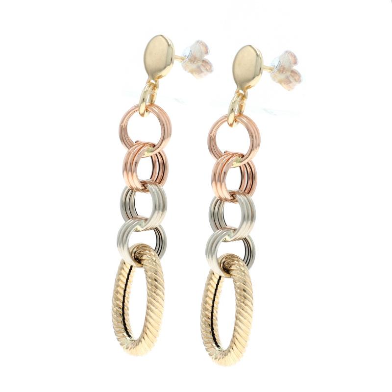 Pendientes colgantes de eslabón graduado de oro amarillo 14k perforados en Excelente estado para la venta en Greensboro, NC