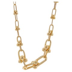Yellow Gold Graduated U Link Chain Necklace 19" - 18k Stirrup