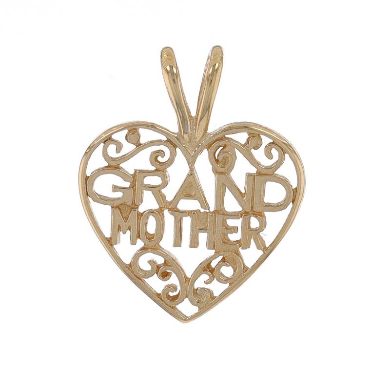 Metal Content: 14k Yellow Gold

Theme: Grandmother Scrollwork Heart, Love
Features: Open Cut Scrollwork Design

Measurements

Tall (from stationary bail): 3/4
