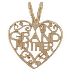 Yellow Gold Grandmother Scrollwork Heart Pendant - 14k Love Keepsake