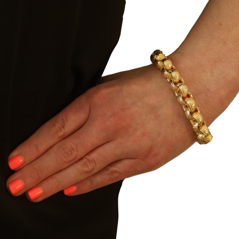 Pulsera de oro amarillo con cable de llave griega 7 1/4