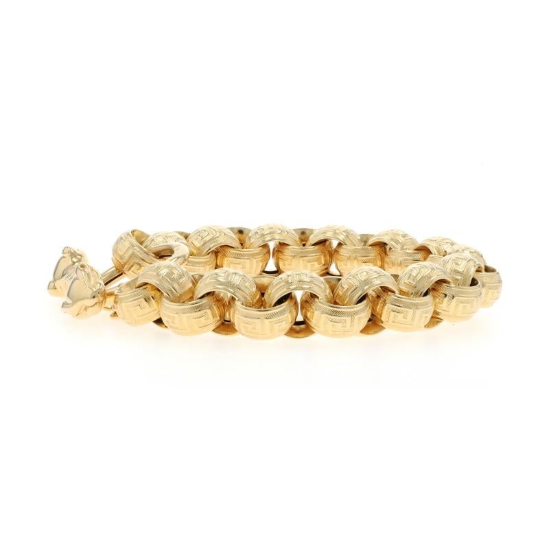 De las mujeres Pulsera de oro amarillo con cable de llave griega 7 1/4
