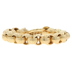 Pulsera de oro amarillo con cable de llave griega 7 1/4" 14k Gato montés