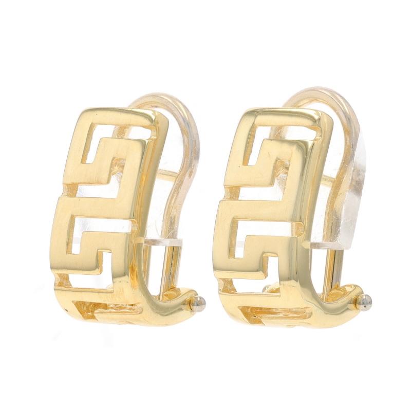 Metal Content: 14k Yellow Gold

Fastening Type: Omega Closures
Theme: Greek Key

Measurements

Tall: 11/16