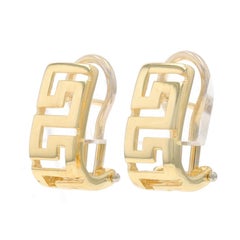 Yellow Gold Greek Key Earrings - 14k Pierced