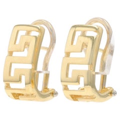 Yellow Gold Greek Key Earrings - 14k Pierced