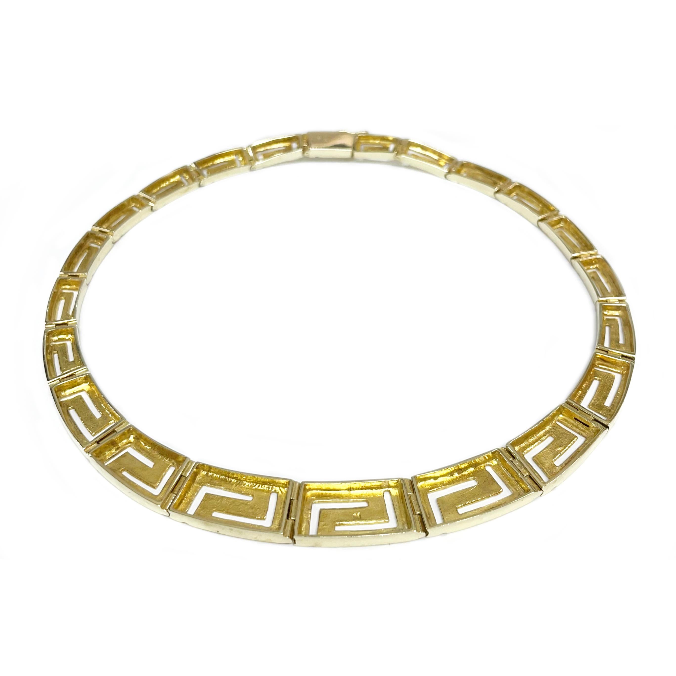 Eternity-Halskette aus Gelbgold mit griechischem Schlüssel (Retro) im Angebot
