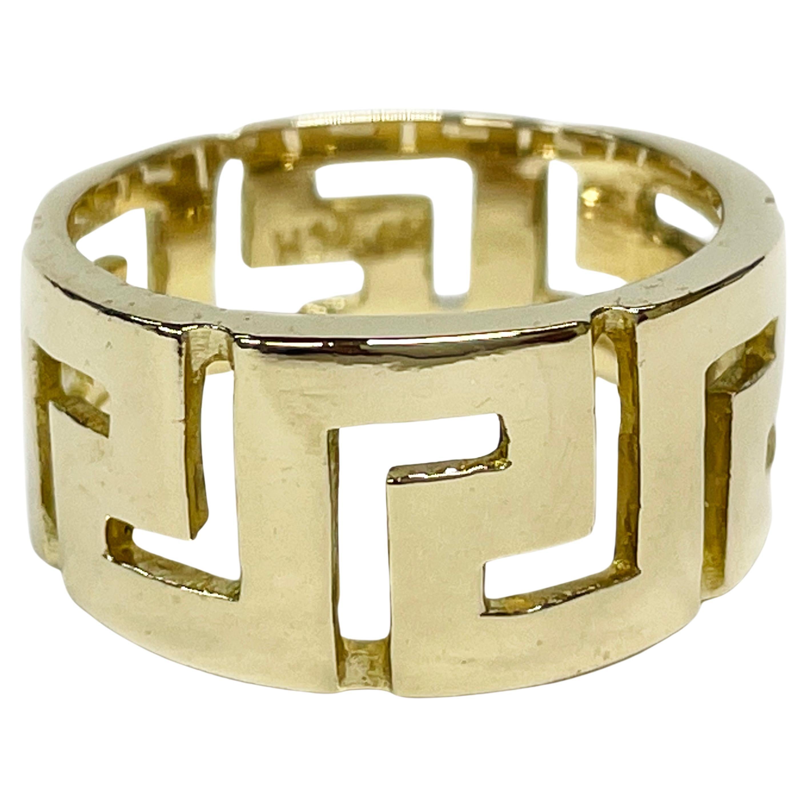 Yellow Gold Greek Key Eternity Ring For Sale